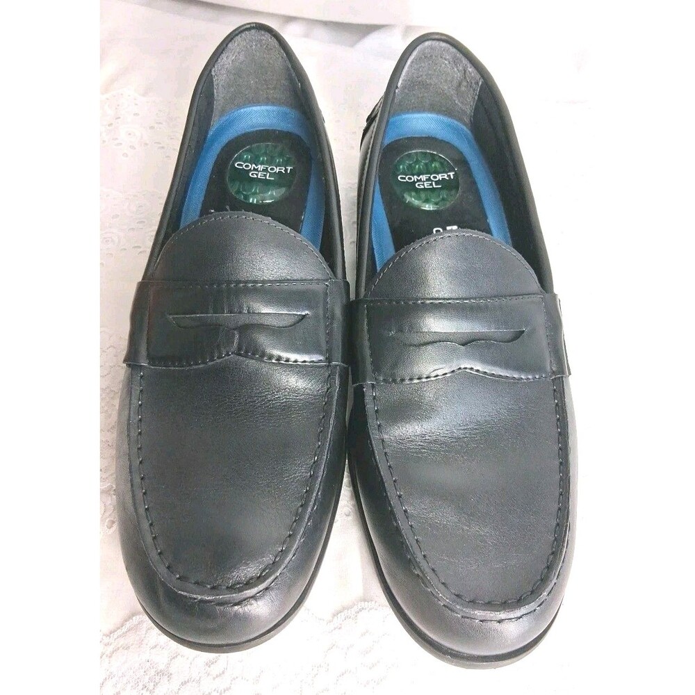 Nunn Bush Comfort Gel Mens 9.5M Black Leather Loafers Slip On Shoes Business